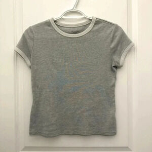 Arizona Jean Company Grey and White Striped Shirt